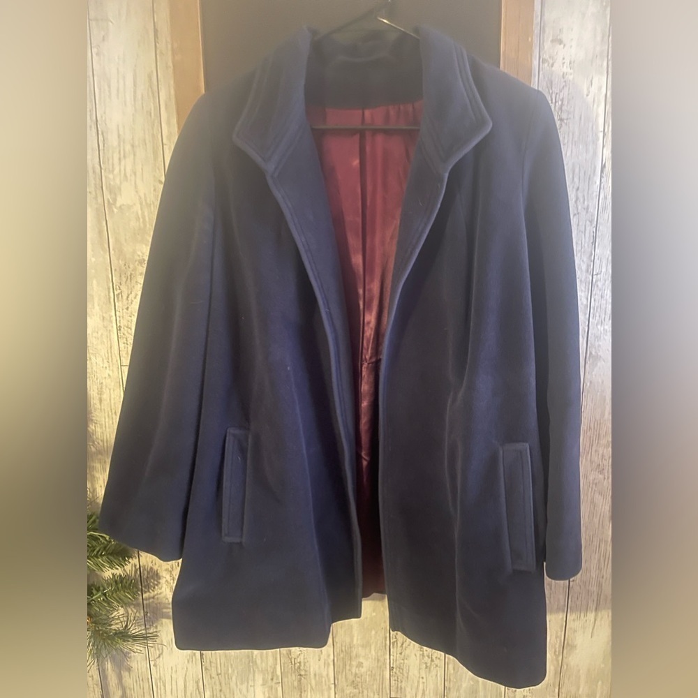 Juli De Roma Vintage 1970s Coat Small Federal Blue Man Made Kajjmir Cashmere